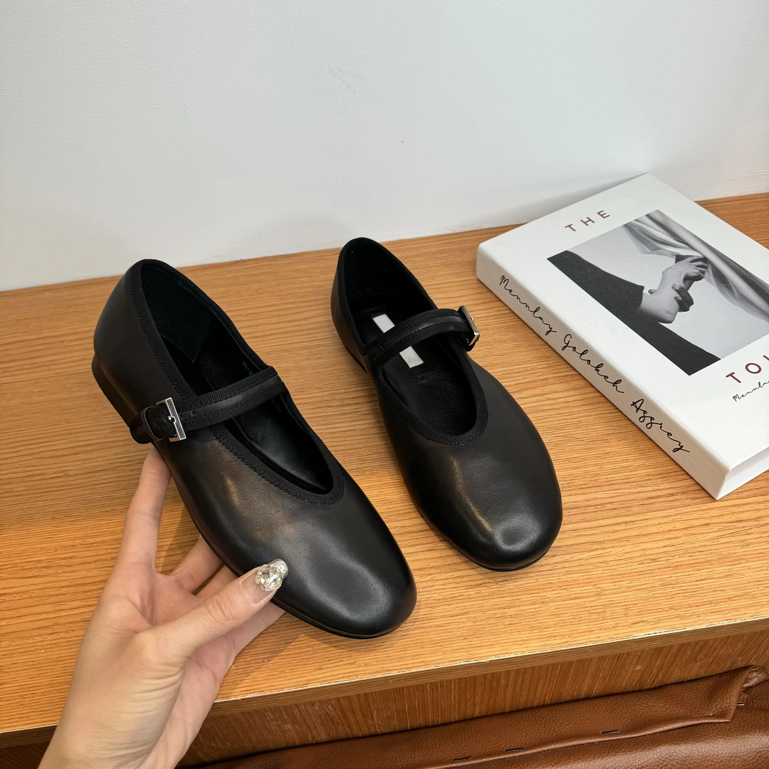 2024春季设计师新款法式复古一字带玛丽珍柔软舒适平底奶奶鞋5579