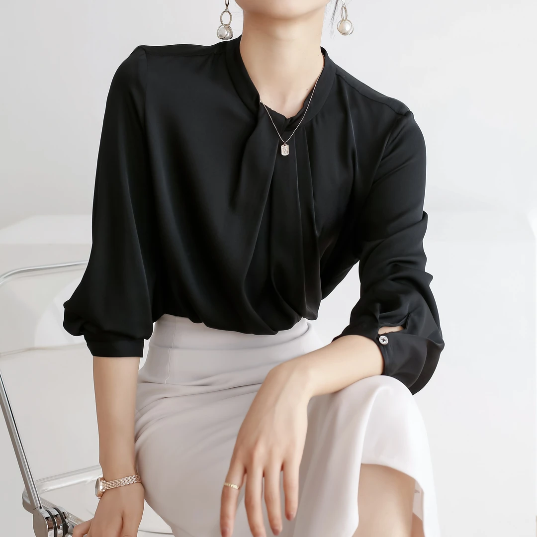 JOYK春夏新款19姆米桑蚕丝职场风纯色衬衫女真丝百搭气质21106