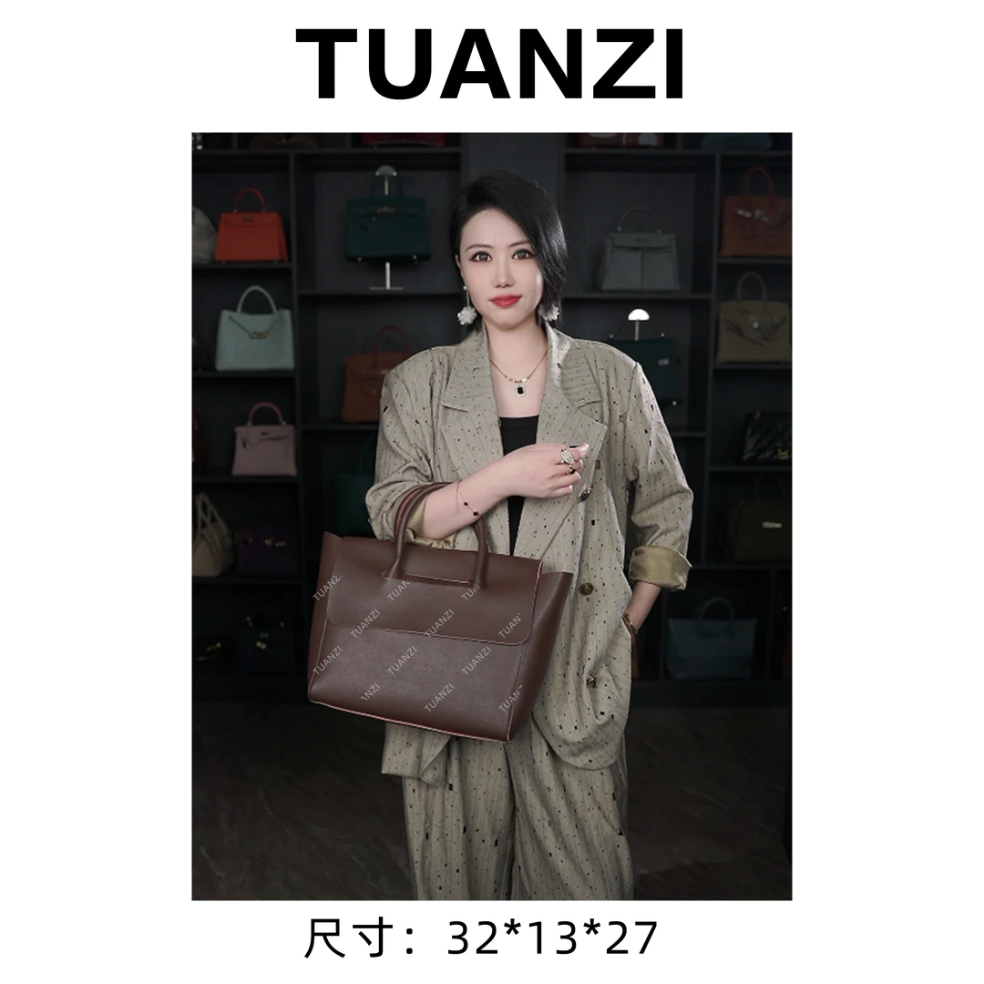 『高端玩家』大马中古老钱风头层swift牛皮手提托特包XKY-3006-咖色