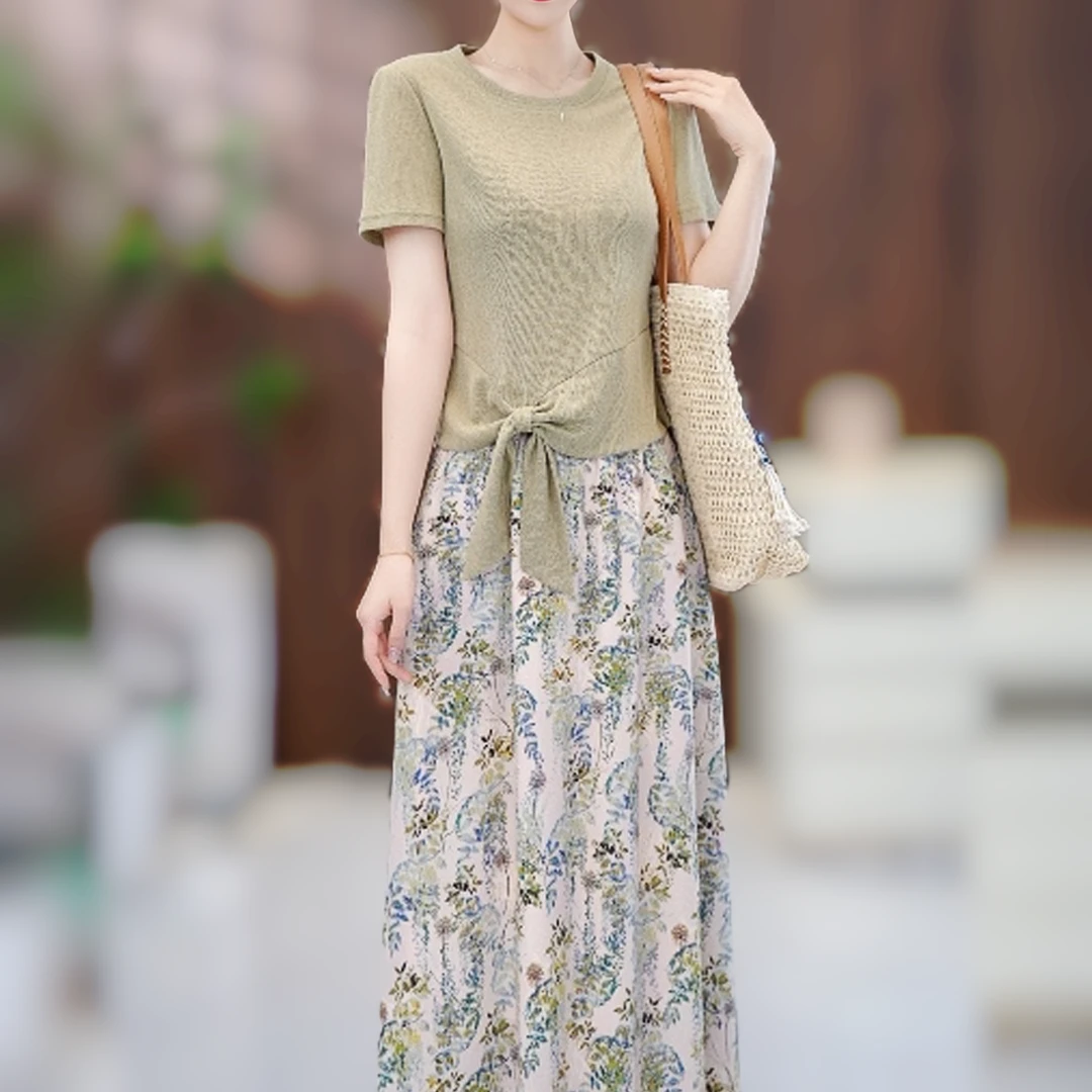 【两件套】夏季显瘦百搭减龄碎花套装裙