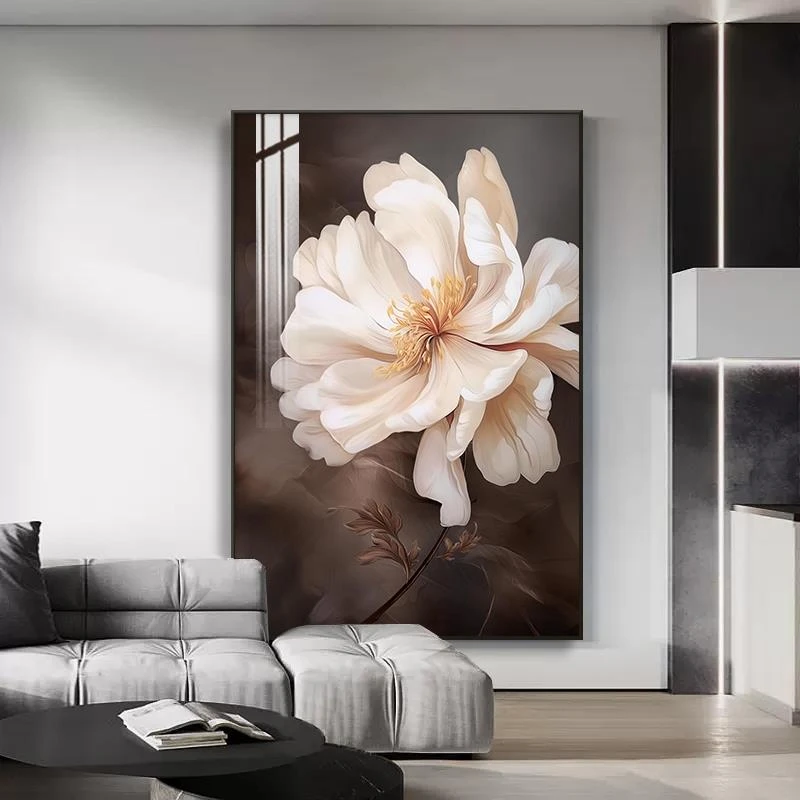 2024款现代简约入户玄关装饰画正对门沙发背景墙落地壁画花卉挂画