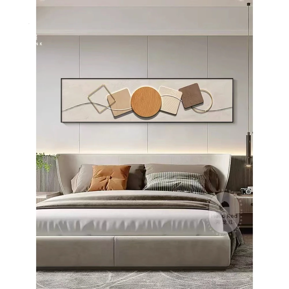 石来运转卧室床头装饰画现代轻奢横幅高级感抽象简约大气主卧挂画