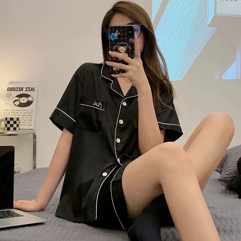 【新品】冰丝睡衣女2024年新款夏季薄款短袖短裤夏天凉感可外穿家居