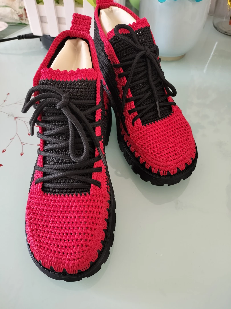 纯手工编织高帮靴女款运动时尚休闲