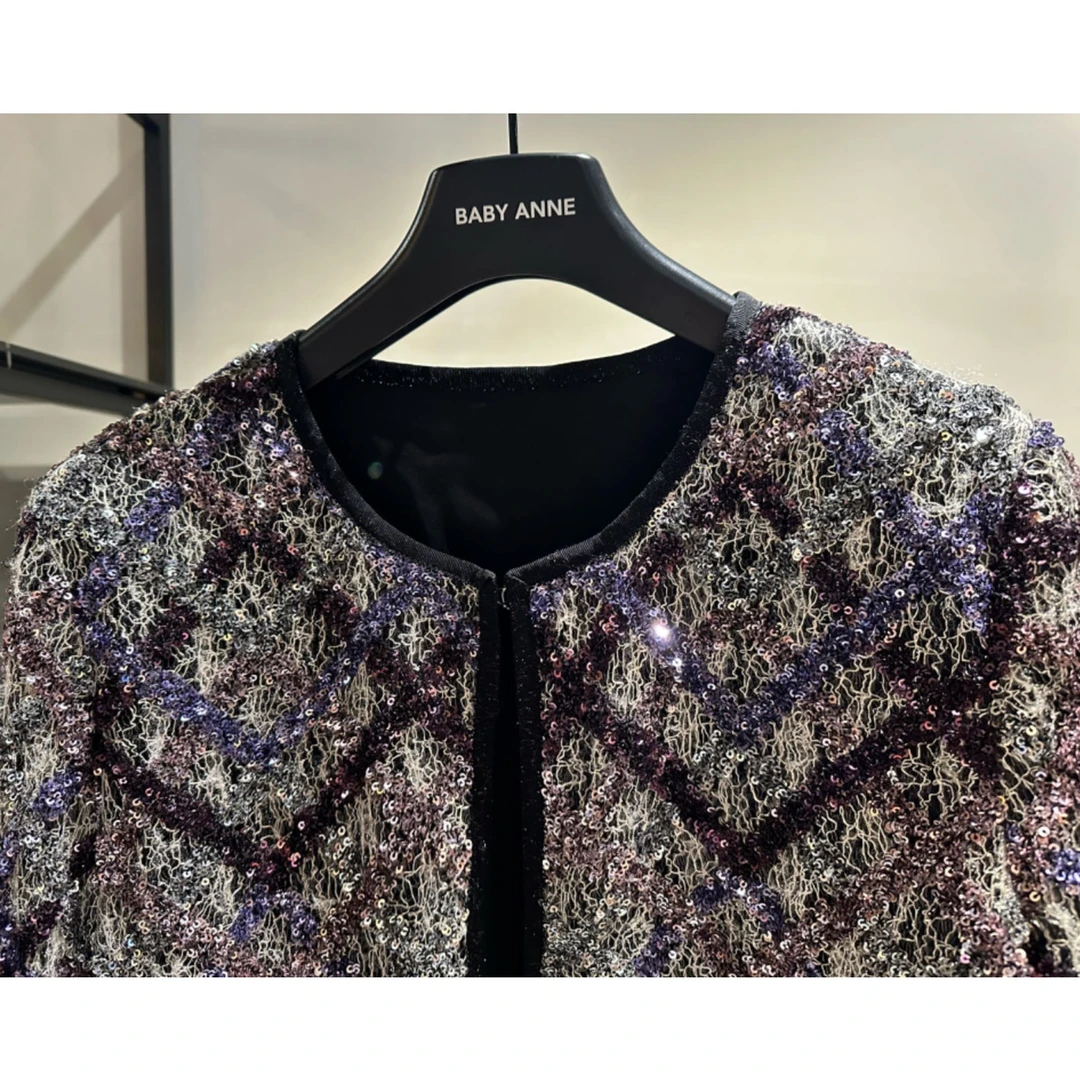 BABY ANNE小香风菱格上衣女外套亮闪外套  PW232004/PW232005