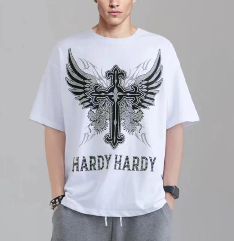 HARDY HARDY  HH  潮牌中性夏季大翅膀烫钻短袖T 41459