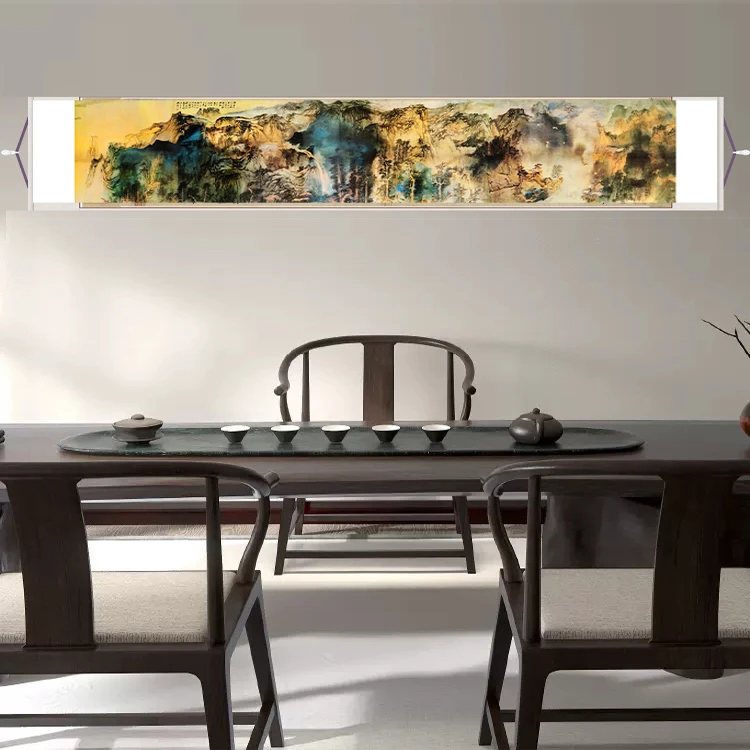 《庐山图山水挂画》艺术微喷宣纸复刻锦绫装裱客厅玄关装饰画松驰感