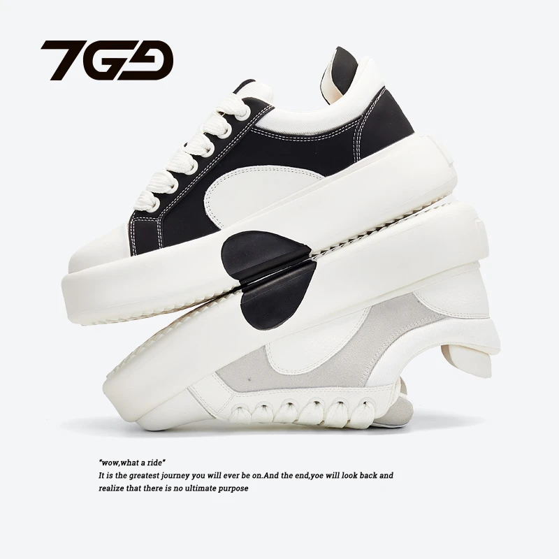 7GG2024秋冬新款个性小白鞋厚底时尚百搭潮流板鞋休闲男士潮鞋