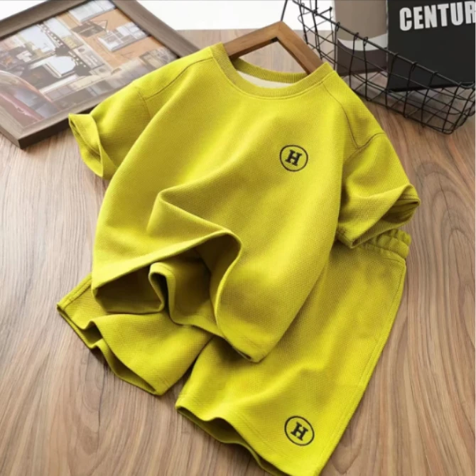 儿童短袖套装夏季新款男童女童短袖短裤休闲两件套中大童运动夏装