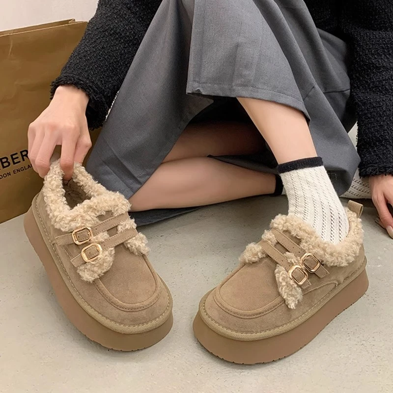 加绒勃肯鞋女2024新款冬季保暖女鞋子网红超火博肯棉鞋厚底雪地靴