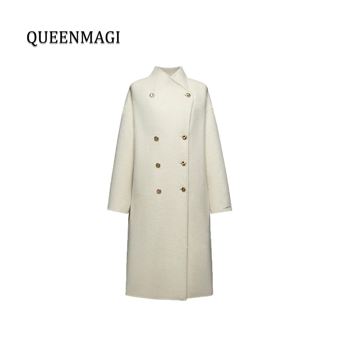 【清货no退】—面料升级金扣羊毛大衣时尚双排扣设计师秋冬呢大衣