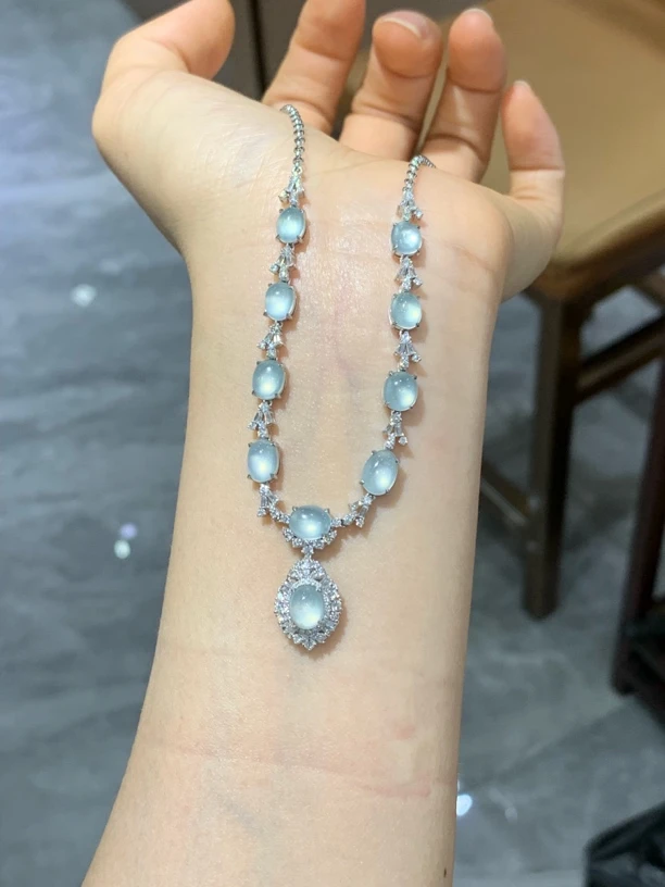 高冰翡翠豪镶套链气质时尚轻奢百搭