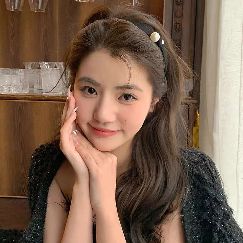 细款发箍韩国精致带仿珍珠发卡头箍布艺头饰发饰百搭压发梳少女