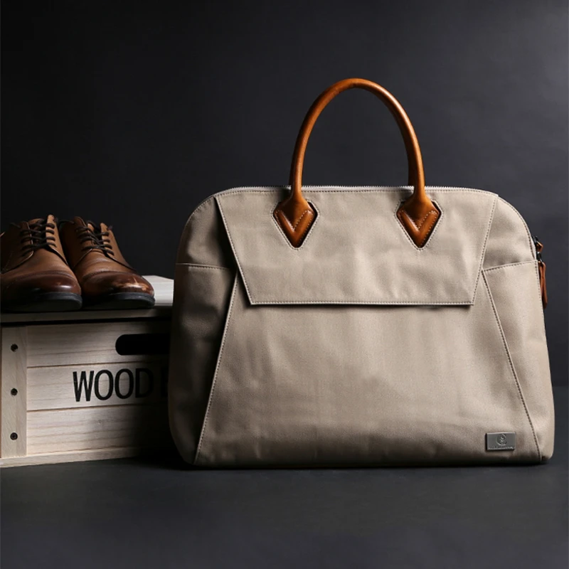 公文包休闲帆布大容量包包书包出差手拿公文包男士商务手提电脑包