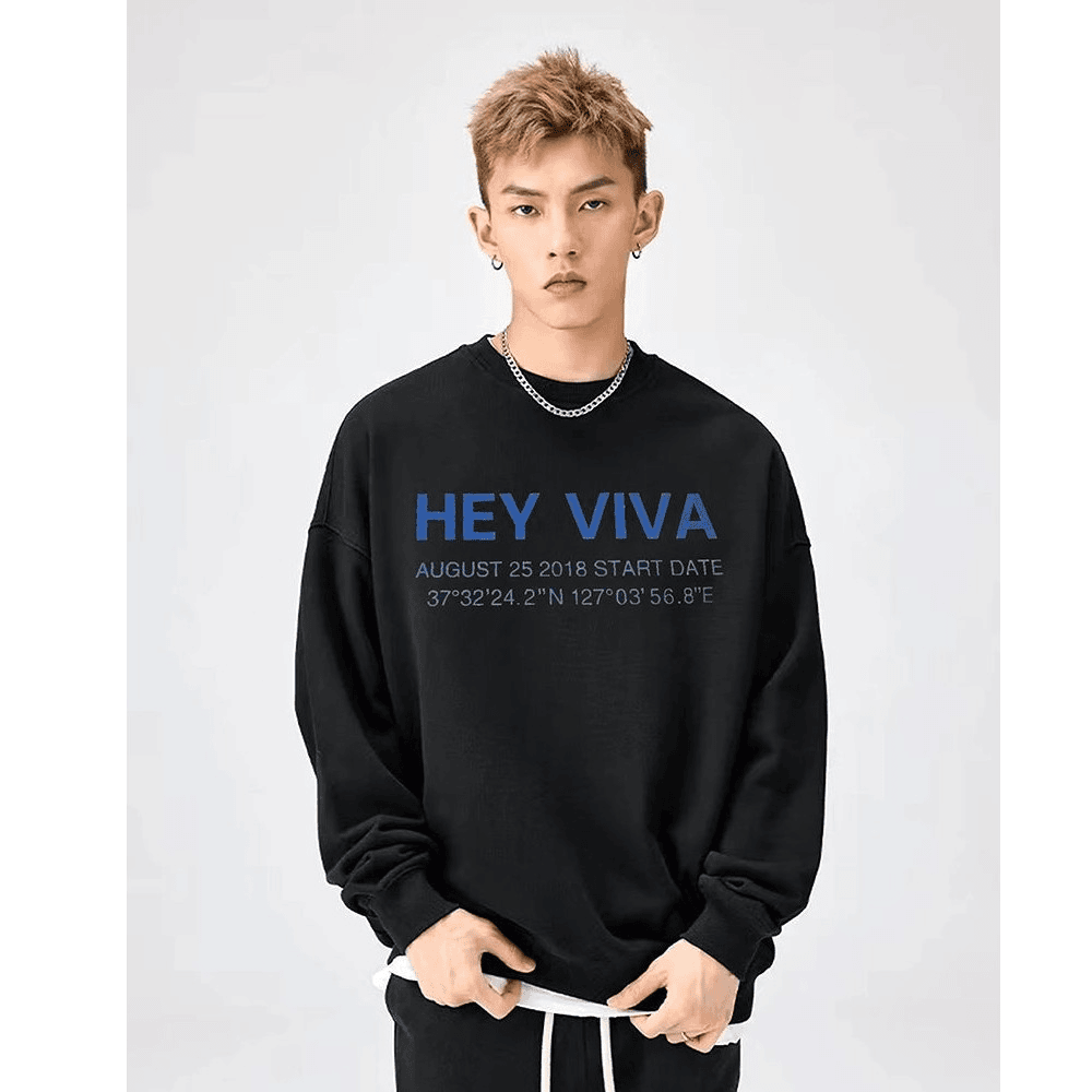 【HEY VIVA 】FGH001 男女同款秋冬季华棉圆领卫衣LS01