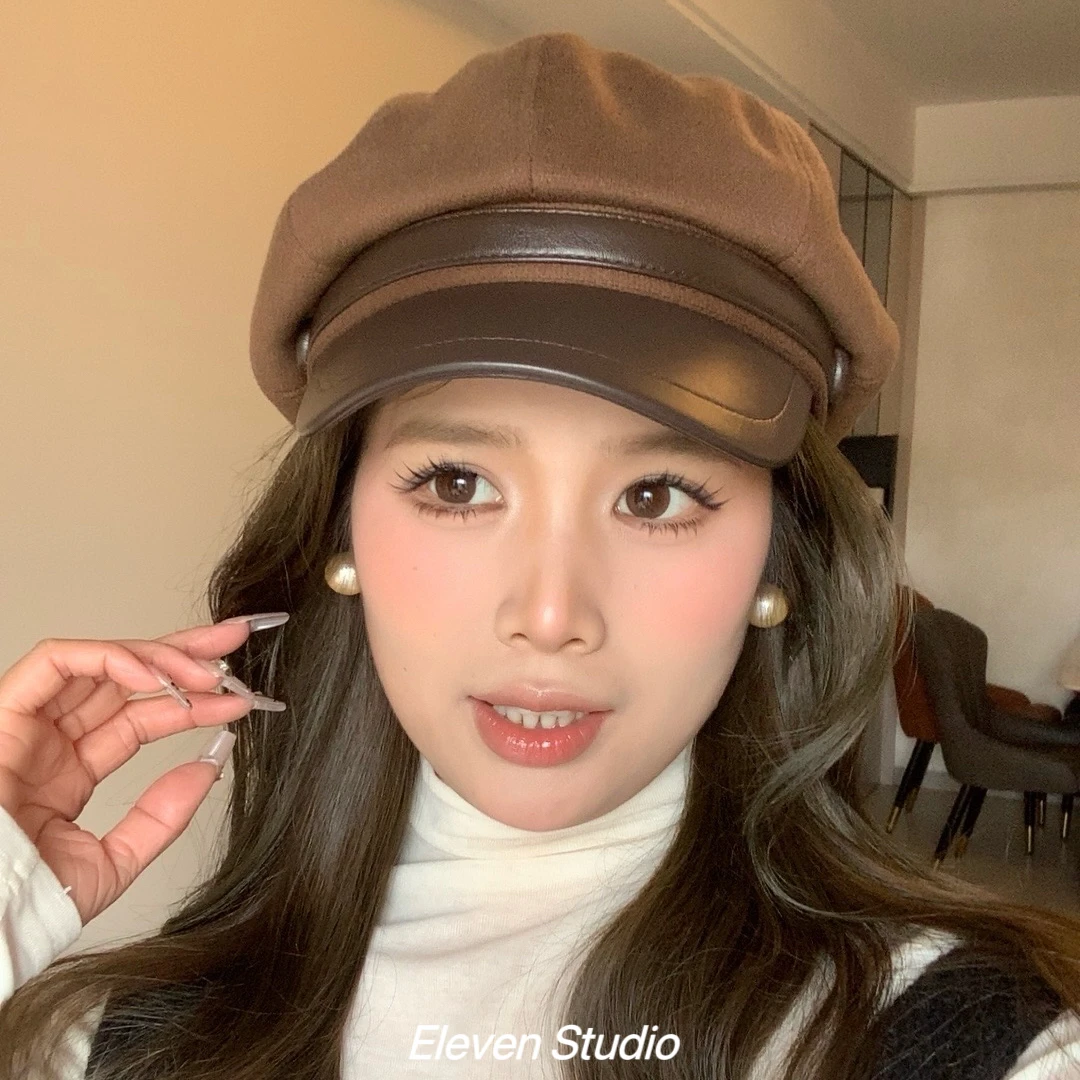 Eleven Studio 大头围英伦八角贝雷帽复古秋冬文艺简约鸭舌帽