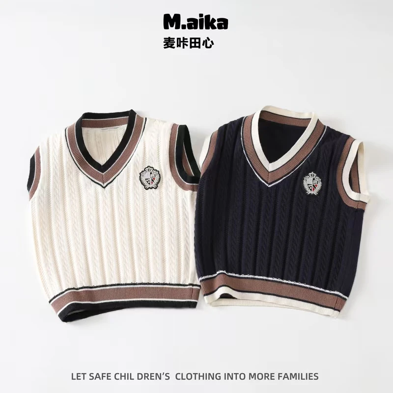 516儿童学院风马甲女童针织毛衣背心洋气外穿上衣高级百搭