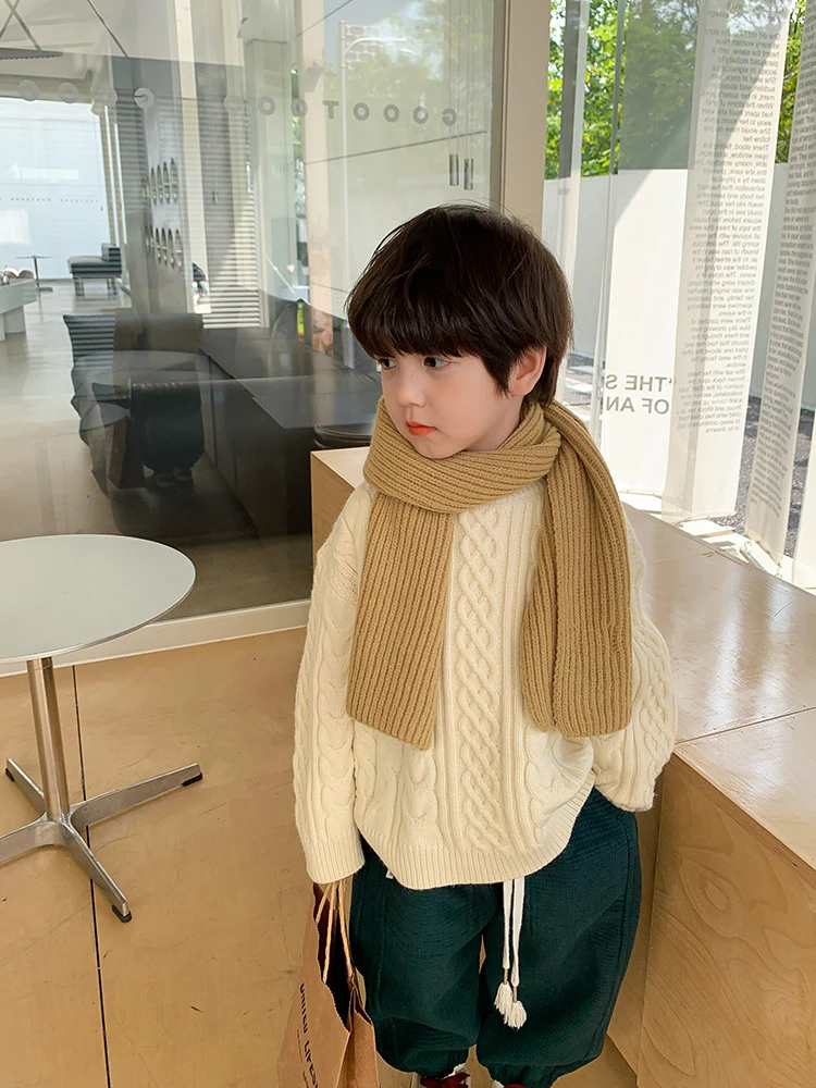 D3儿童柔软麻花毛衣2023冬装新款男女童洋气内搭绵羊绒宝宝针织上