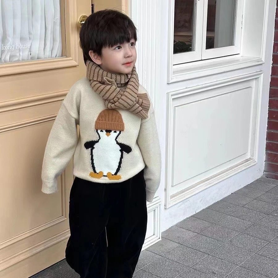 81男女童毛衣秋冬2023新款潮儿童冬装套头韩版女孩卡通针织衫洋气