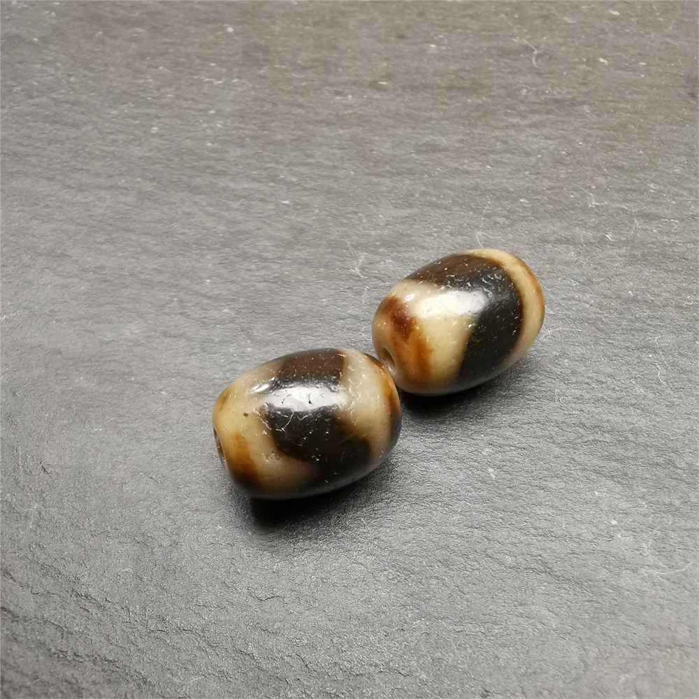 藏传T珠虎牙12mm隔珠一对佛珠手串配饰凤眼菩提甘丹拉