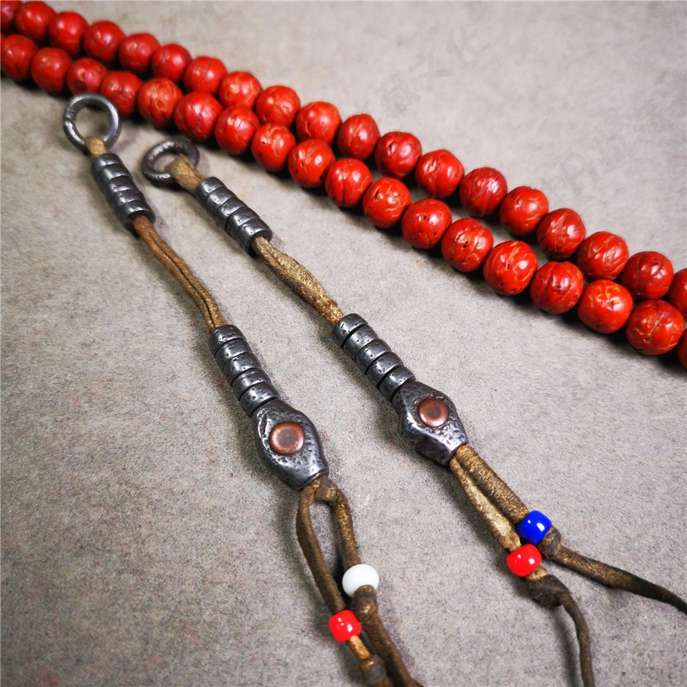 藏式手工寒铁计数器紫铜咒点小款念珠手串文玩配饰挂件甘丹拉藏传