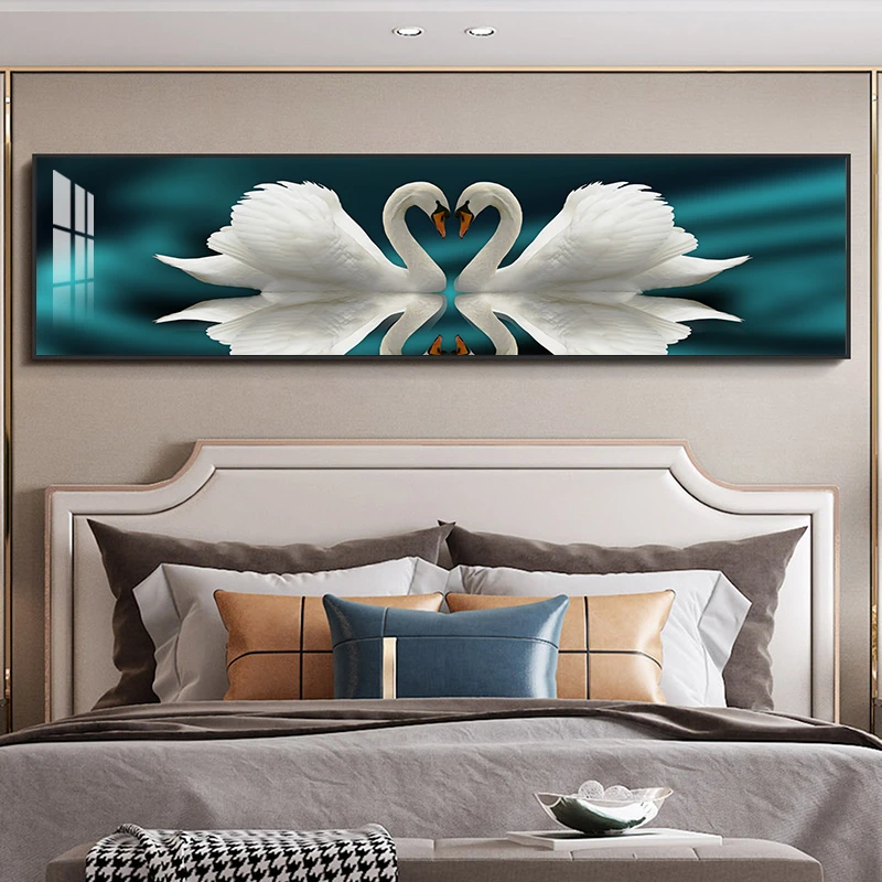 奈彩2晶瓷镶钻温馨卧室床头装饰画抽象轻奢艺术背景壁画简约