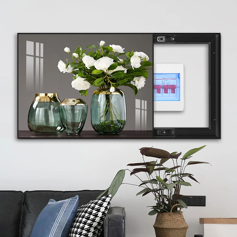 奈彩电表箱装饰画免打孔电闸盒配电箱遮挡总开关现代简约静物挂画