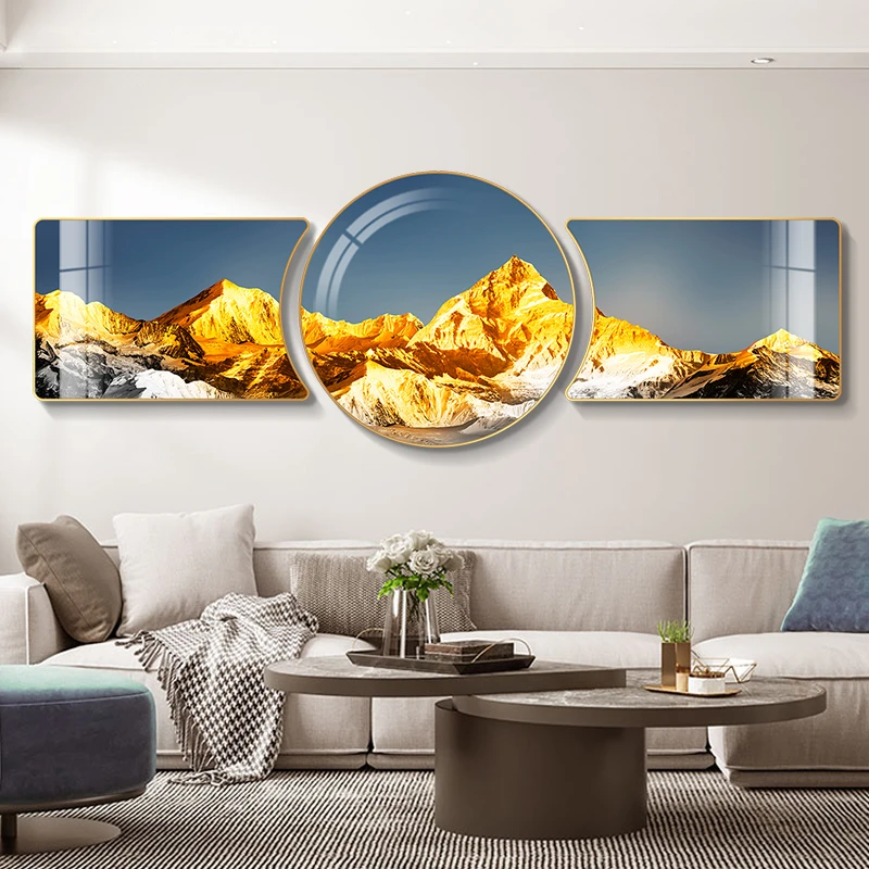 晶瓷装饰画背靠金山装饰画现代客厅画沙发背景墙挂画时尚轻奢大气