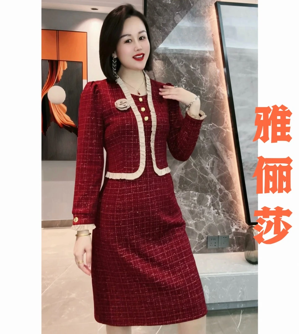 【断码清仓】冬季加厚洋气时尚连衣裙（有口袋.有拉链.有弹性）5827