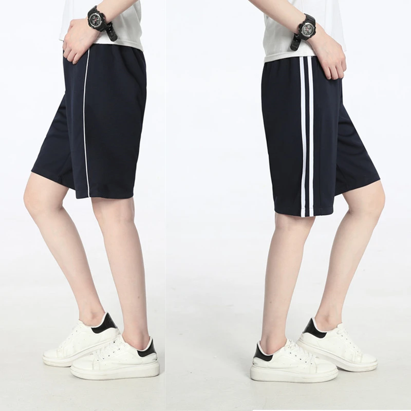 学生五分裤男校服裤男运动短裤蓝色白边校裤短款微弹夏季薄款校裤