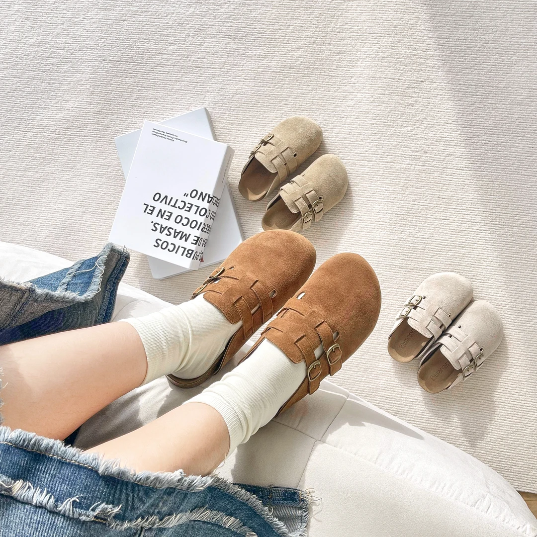 DuoReMi夏季真皮凉拖鞋BR2426百搭磨砂真皮皮儿童亲子休闲勃肯鞋