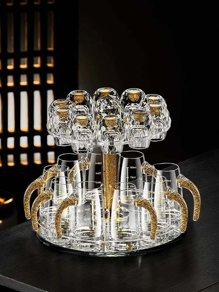 十壶十杯水滴蜂窝金箔水晶玻璃创意白酒杯一口杯烈酒杯分酒器套装