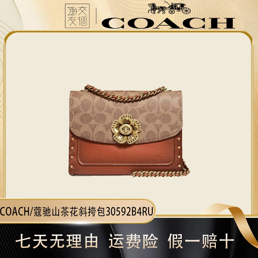 COACH/蔻驰PARKER18号山茶花小号单肩斜挎包链条包拼色30592B4RU