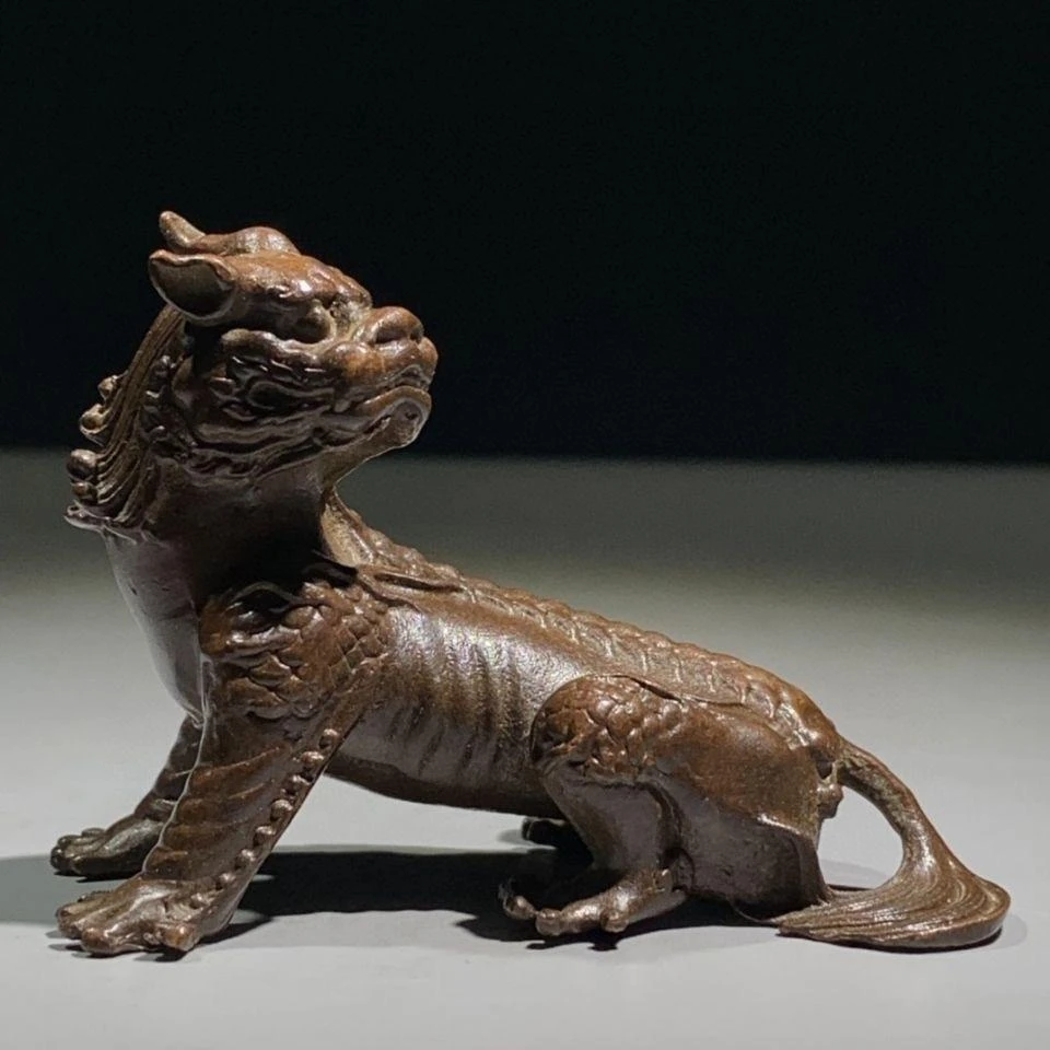 老铜铜器铜神兽谛听茶宠家居摆件仿古包浆醇厚全品