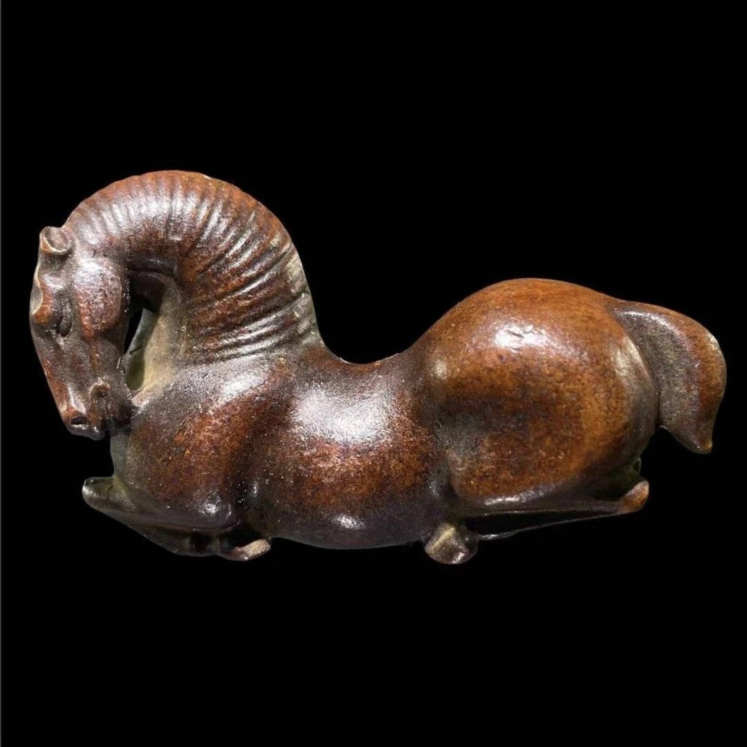 实心铜器中式唐马战马骏马汗血宝马十二生肖摆件茶宠笔架镇尺茶玩