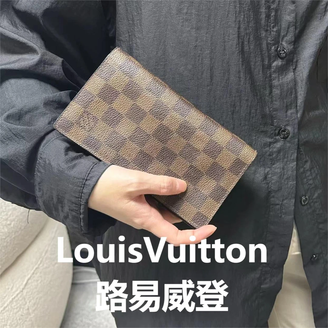 95新 LouisVuitton/路易威登 棕棋盘格钱包/优尔精选/59062