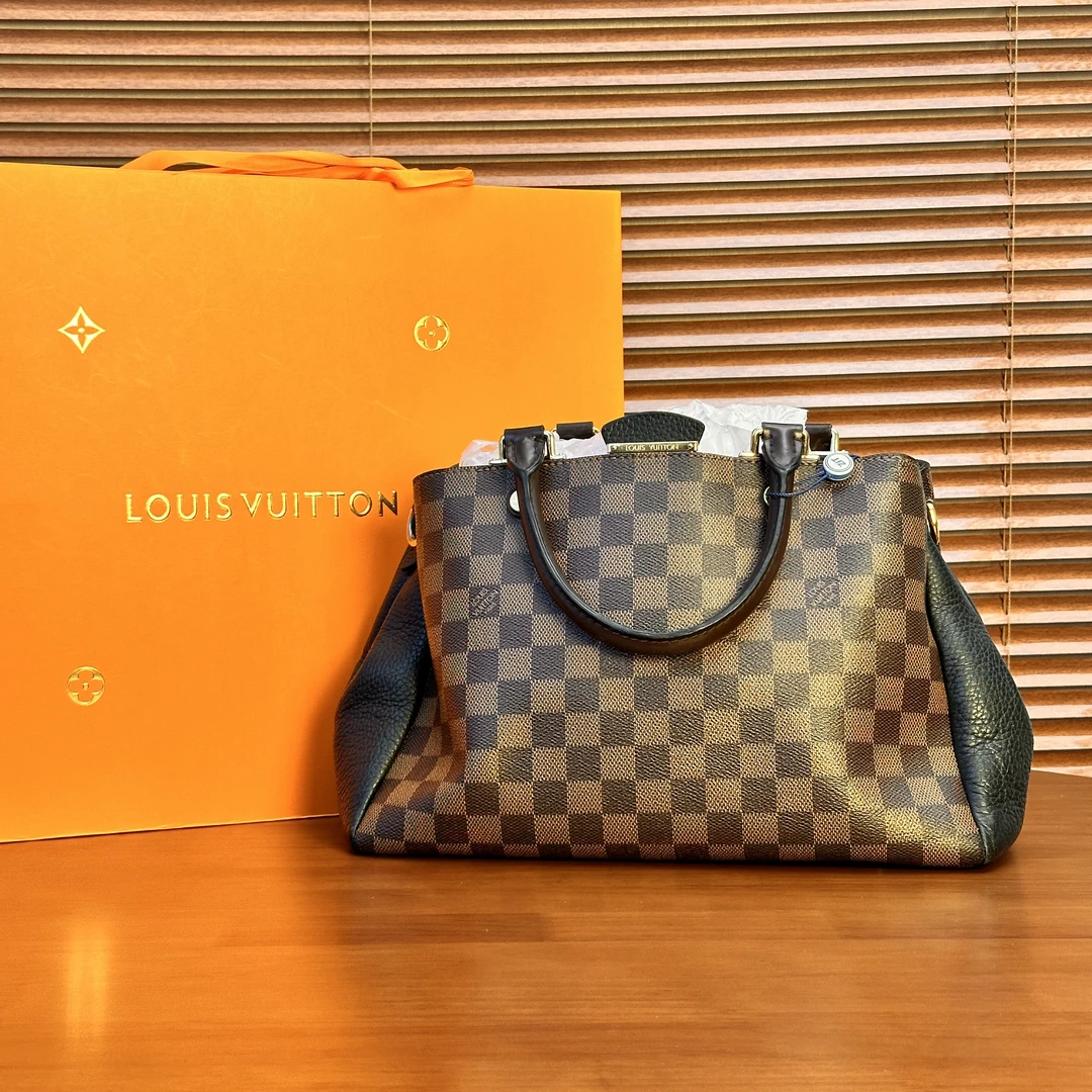95新 LV 老花拼色棋盘格手提款斜挎/优尔严选/56679