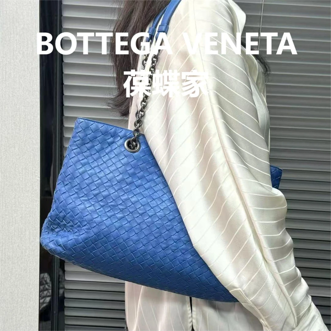 95新 BOTTEGA VENETA/葆蝶家 蓝色编织托特包/甜甜精选/63996