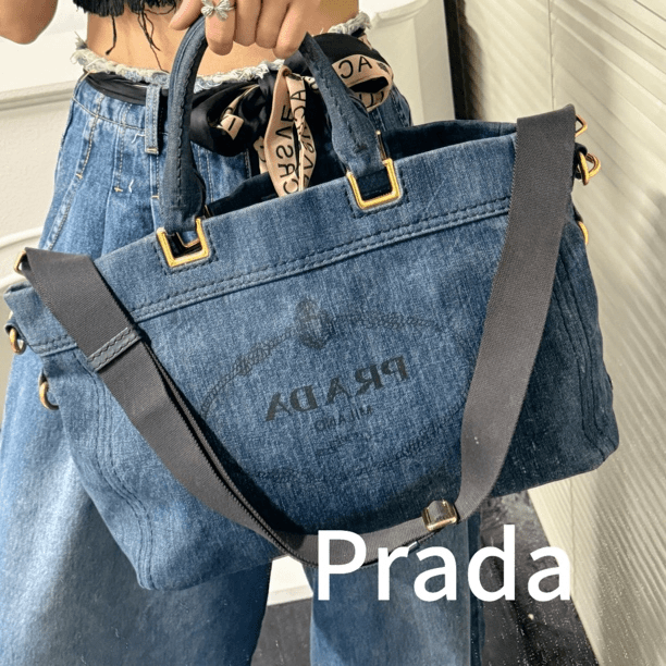 95新 Prada/普拉达 老板娘 牛仔 沙滩包