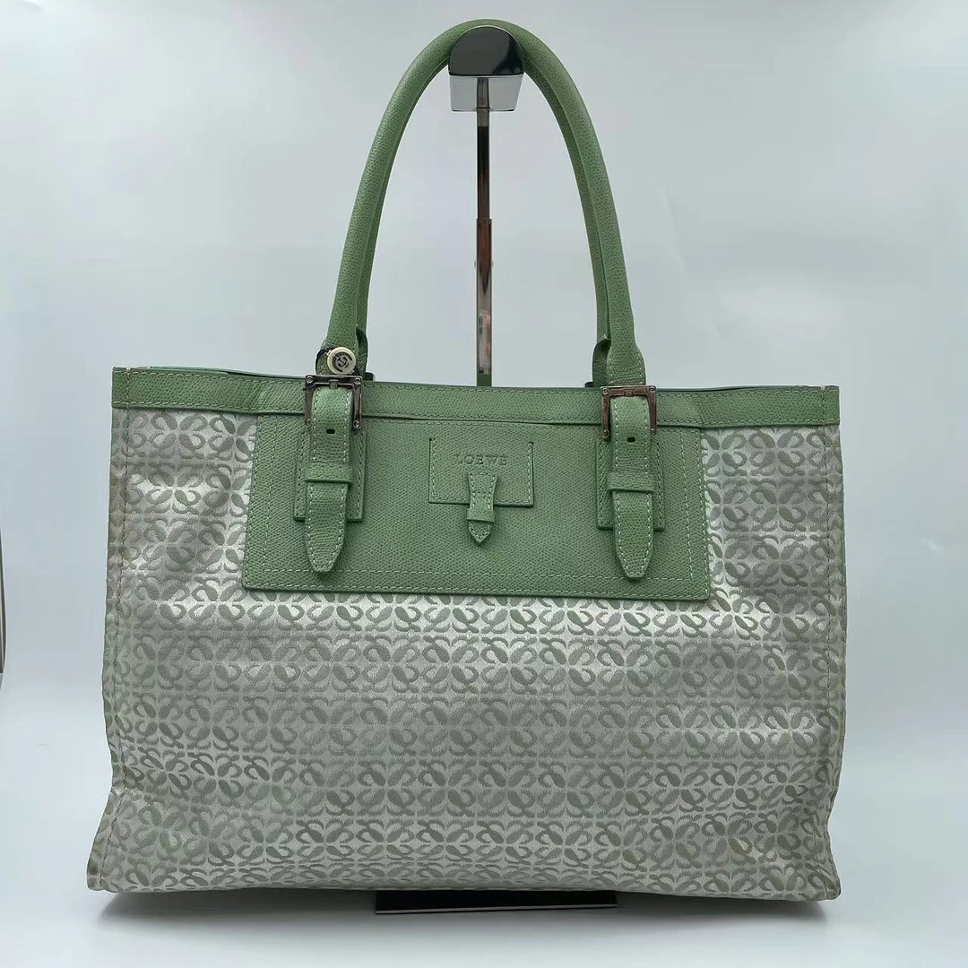 95新 LOEWE/罗意威 绿色印花托特包/优尔精选/64962
