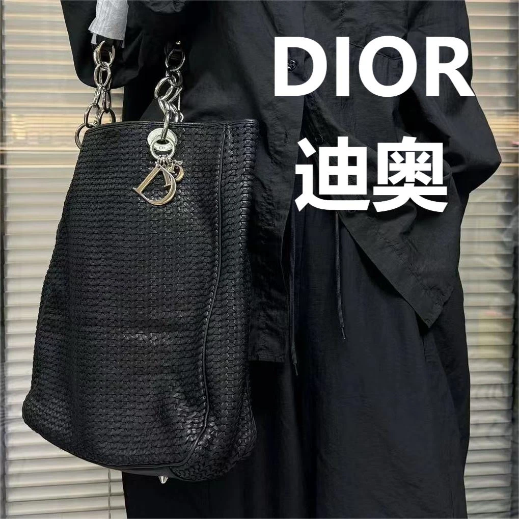95新 DIOR/迪奥 黑色编织托特包手提袋/优尔严选/55524
