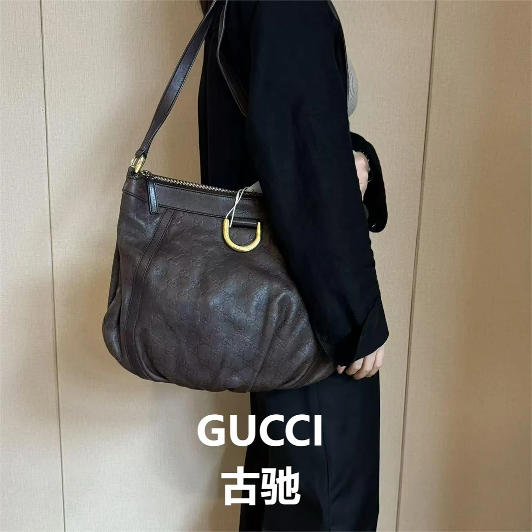 95新 GUCCI/古驰 棕色斜挎包/甜甜特惠/65340