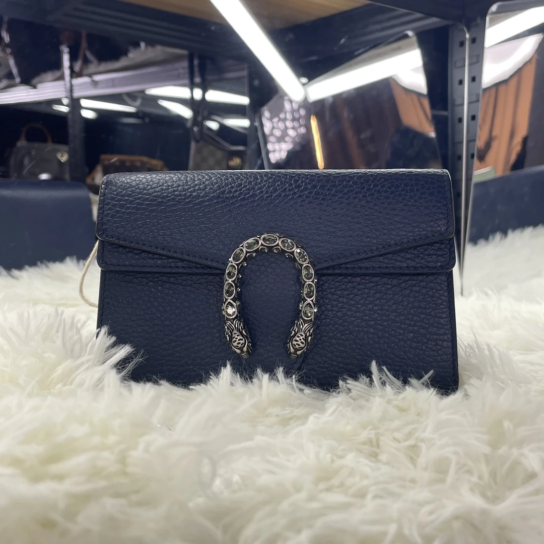 99新 GUCCI/古驰 酒神mini 蓝色斜挎包/美美专享