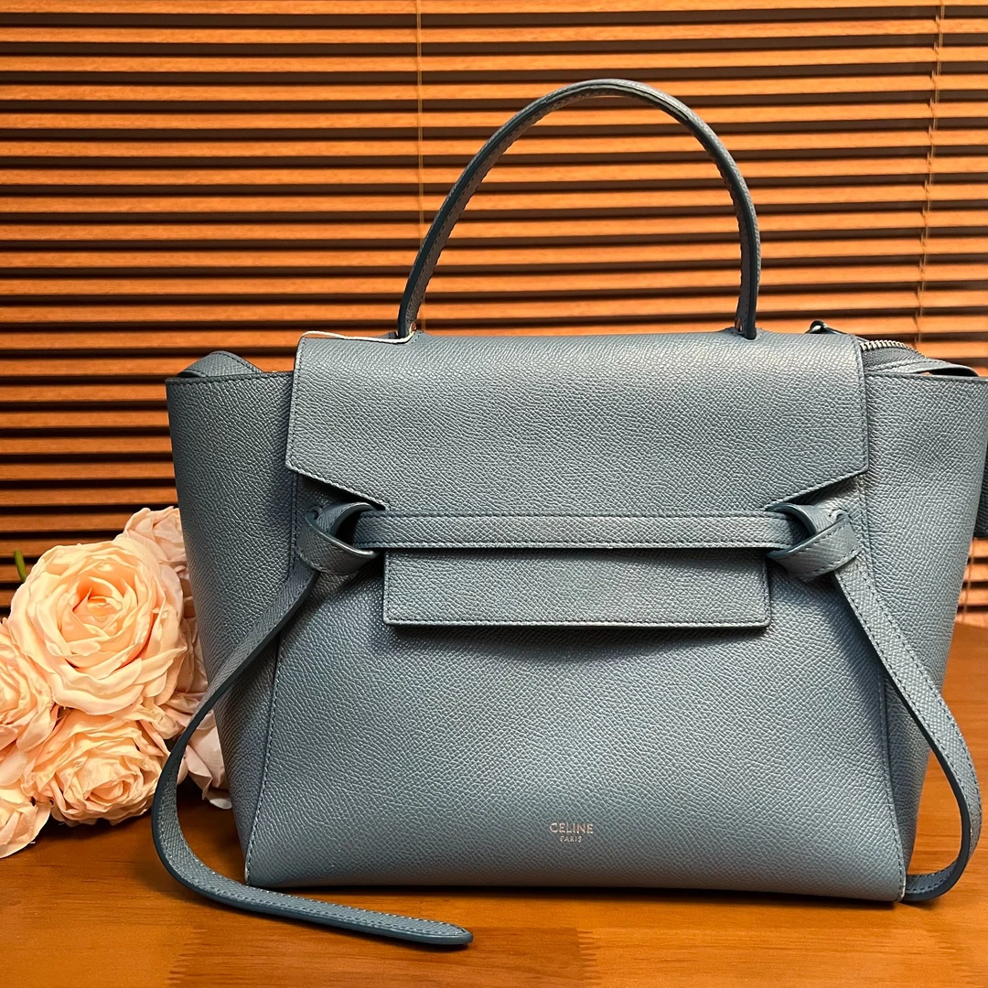 95新 Celine/思琳 蓝色鲶鱼包手提斜跨包/云海优选/64908