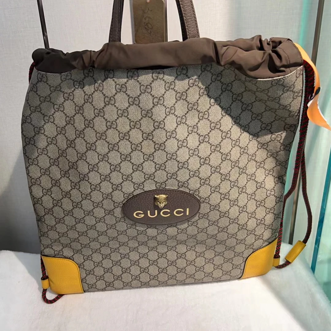 99新 GUCCI/古驰 97新虎头帆布抽绳双肩包/创易甄选/51180