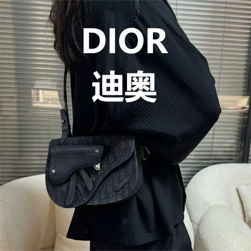 95新 DIOR/迪奥 黑色印花saddle马鞍包/优尔严选/68592