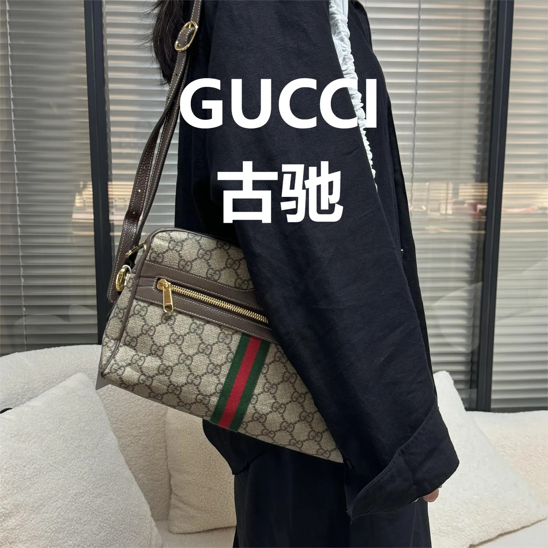 99新 GUCCI/古驰 老花双G印花Ophidia斜挎包/甜优选/58436