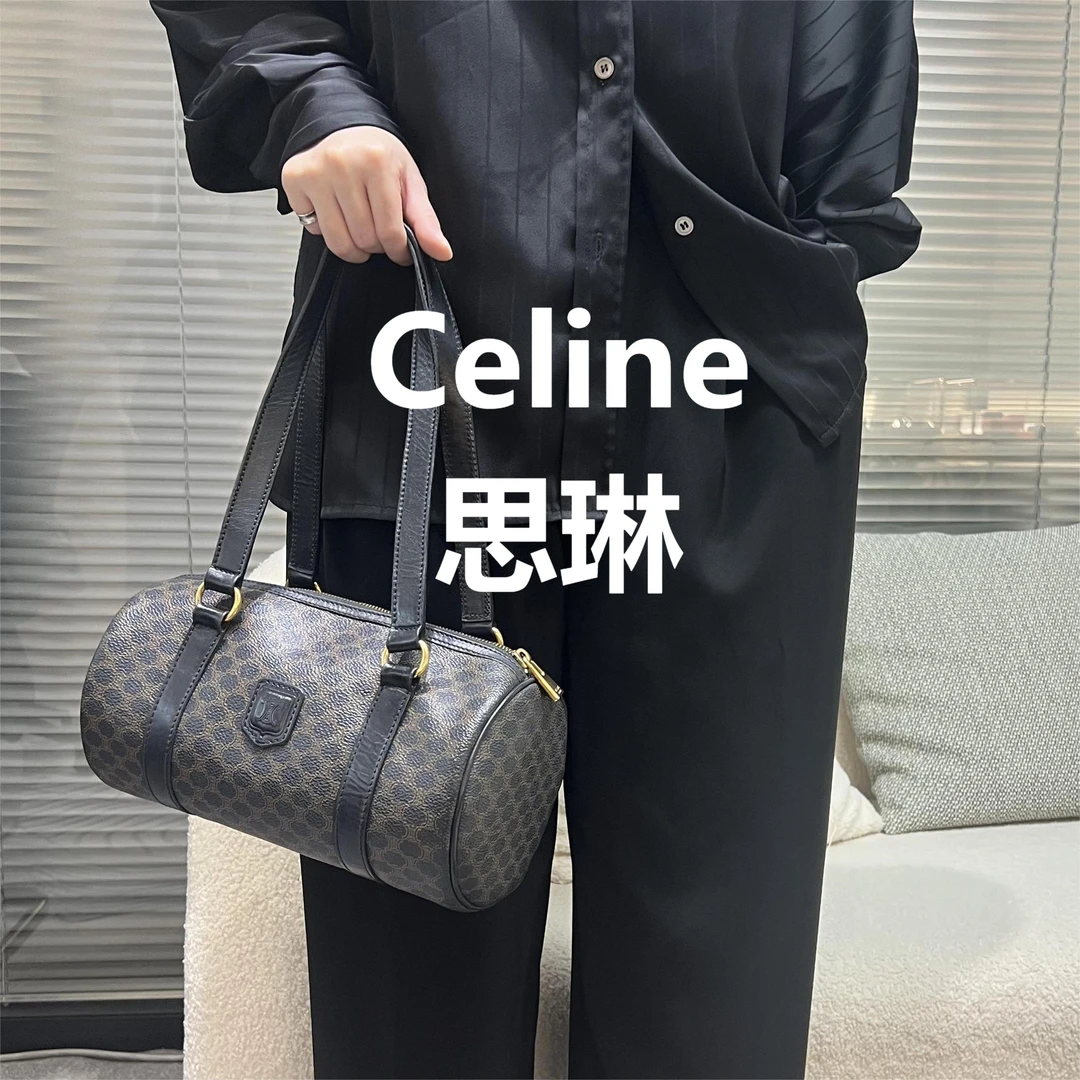 95新 Celine/思琳 老花巴比龙圆筒手提包/甜甜优选/56782