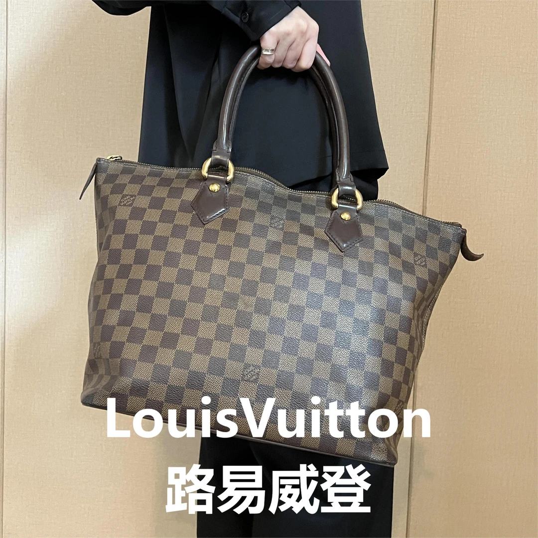 95新 LouisVuitton/路易威登 棕棋盘格托特包/甜甜精选