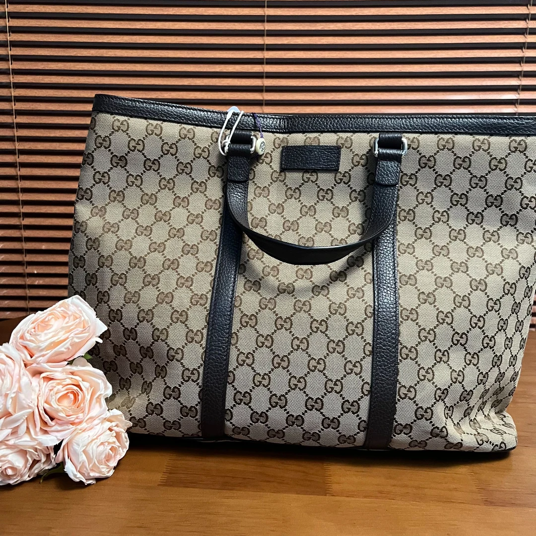 95新 GUCCI/古驰 涂层帆布手提托特包/优尔严选/50527